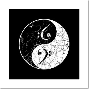 Yin yang-duality-Bass Cleff-Craquelure-Music Posters and Art